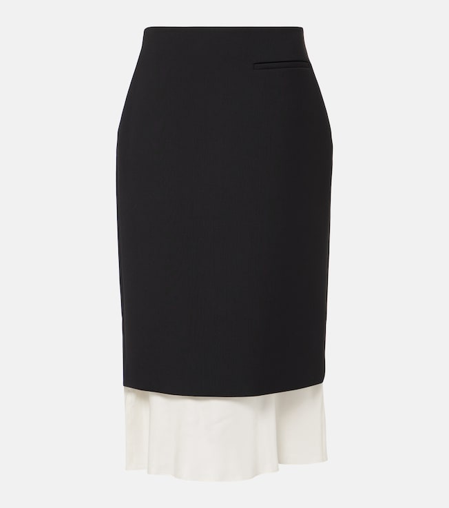Silk-trimmed wool-blend pencil skirt | Róhe