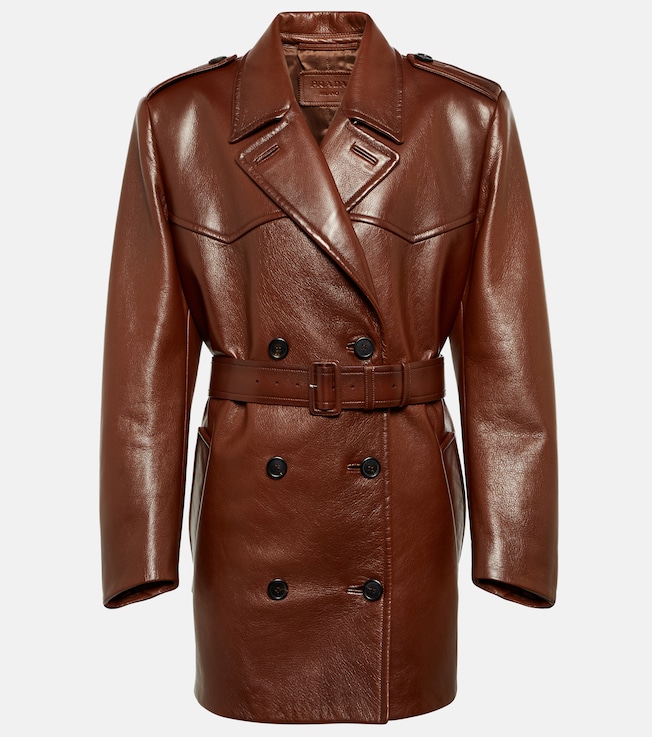 Leather trench coat | Prada
