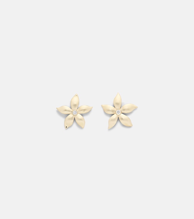 Waterfall Flower 18kt gold earrings with diamonds | Ileana Makri