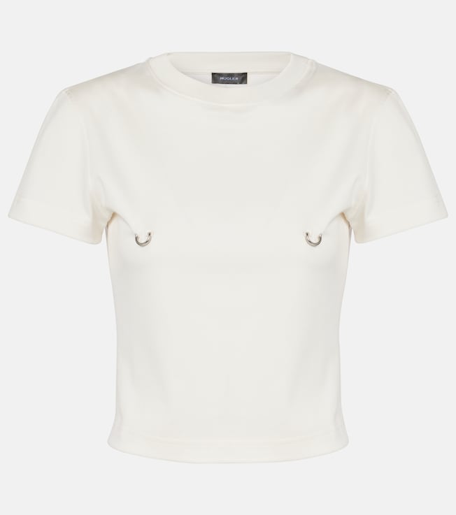 Embellished cotton jersey crop top | Mugler