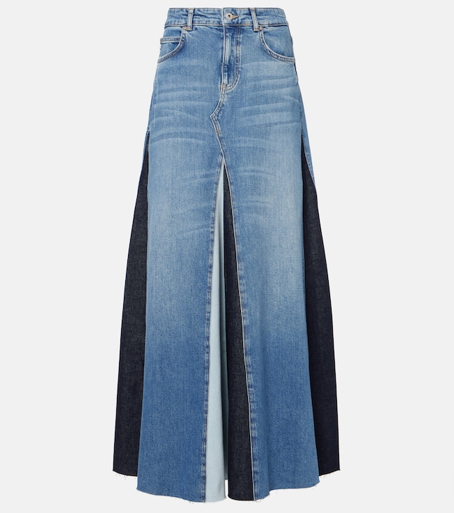 Patchwork high-rise denim maxi skirt | AG Jeans