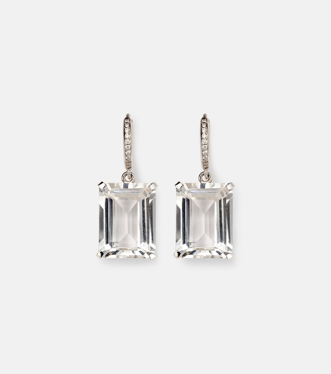 18kt white gold earrings with diamonds and topaz | Ileana Makri