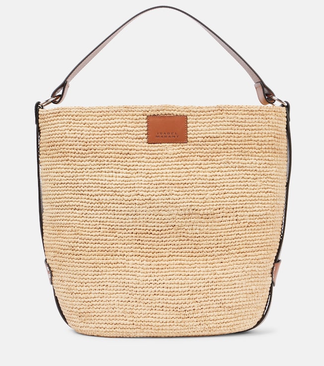 Bayia leather-trimmed raffia tote bag | Isabel Marant