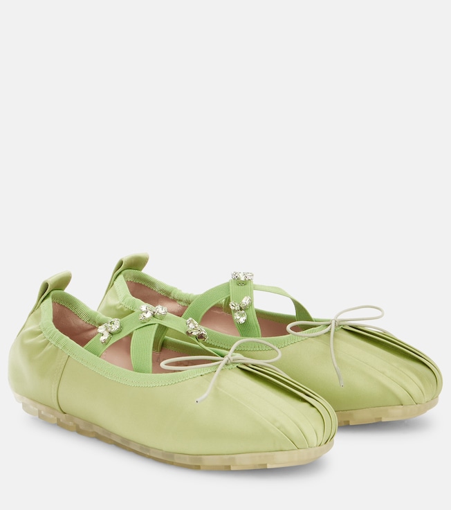 Grip embellished satin ballet flats | Simone Rocha