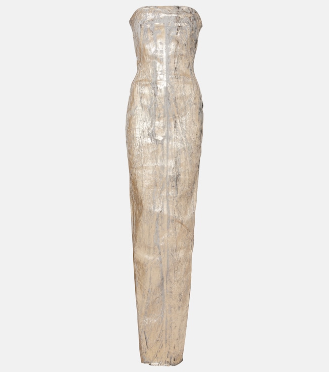 Coated denim bustier gown | Rick Owens