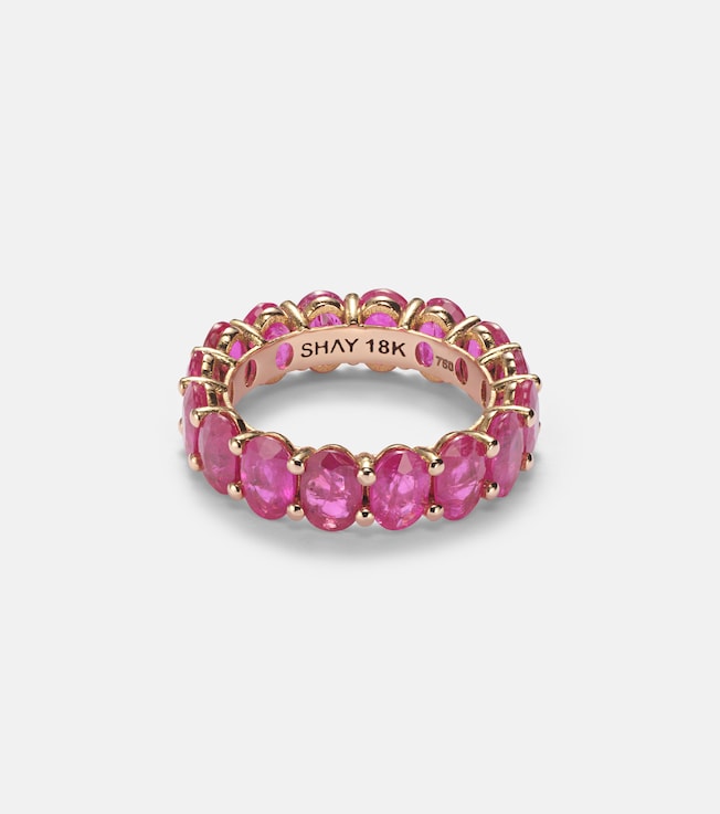 18kt gold eternity ring with rubies | Shay Jewelry