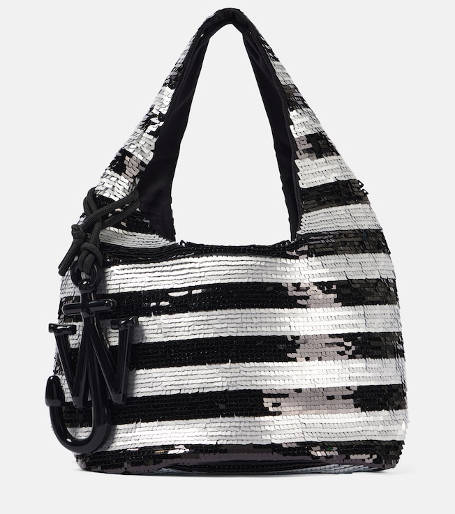 Mini striped sequined tote bag | JW Anderson