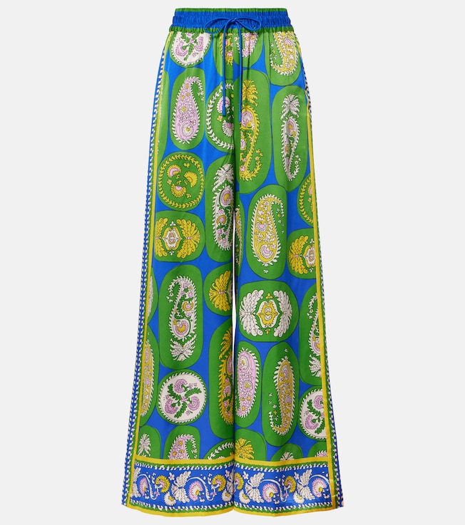 Printed silk satin wide-leg pants | Alémais