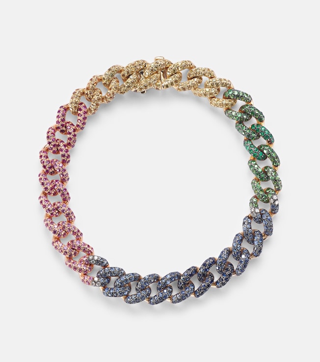 Rainbow Medium 18kt gold bracelet with gemstones | Shay Jewelry
