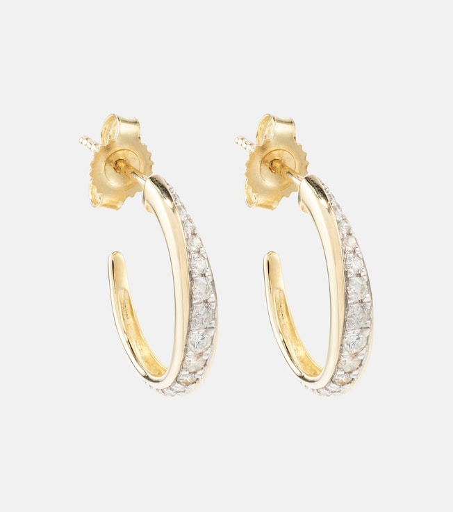 Twist 10kt yellow gold hoop earrings with diamonds | Stone and Strand