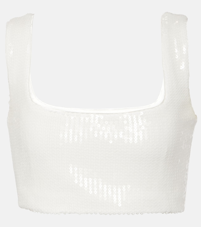 Bridal Beating Heart sequined crop top | Galvan