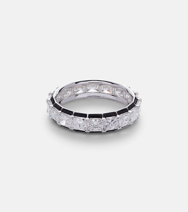 Radiant Eternity 18kt white gold pinky ring with diamonds | Kamyen