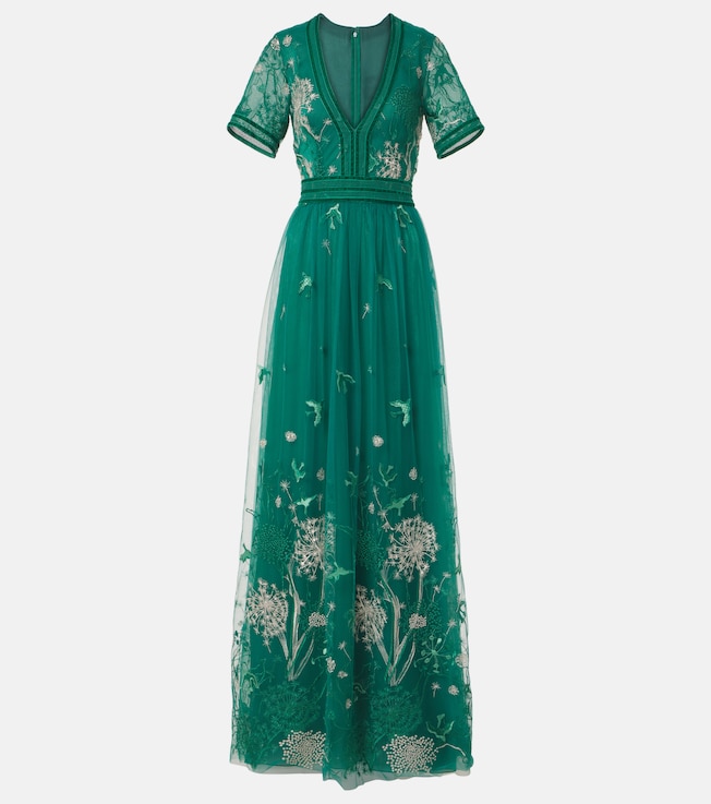Floral embroidered gown | Costarellos