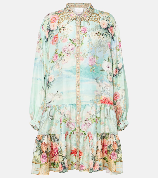 Floral silk twill shirt dress | Camilla