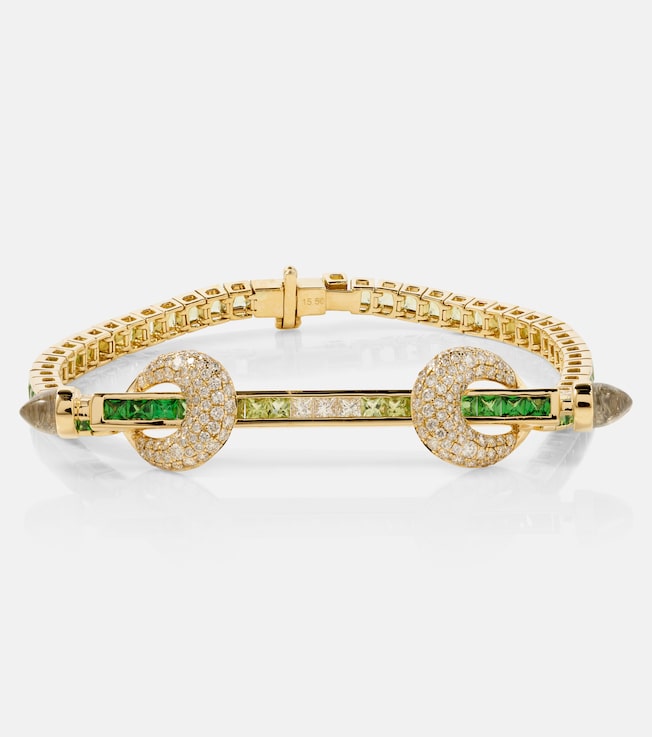 Chakra 18kt gold bracelet with gemstones | Ananya