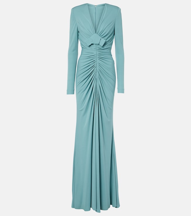 Bow-detail ruched jersey gown | Elie Saab