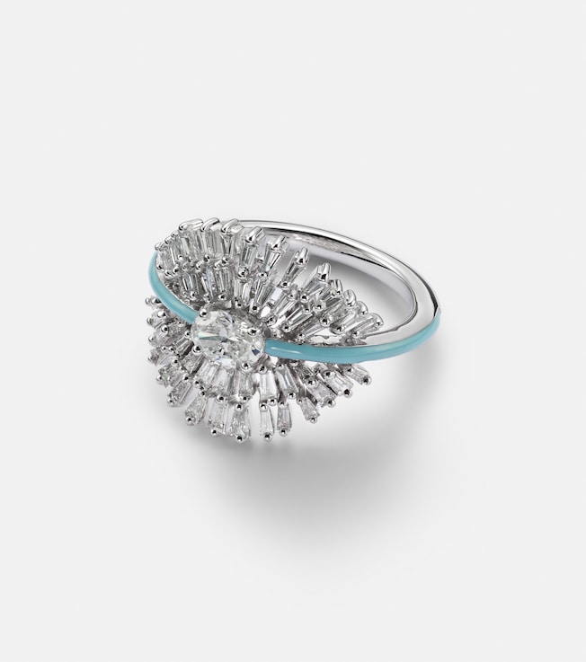 18kt white gold pinky ring with diamonds | Kamyen