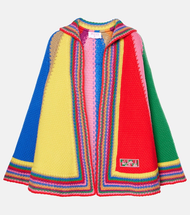 Colorblocked knitted wool poncho | Pucci