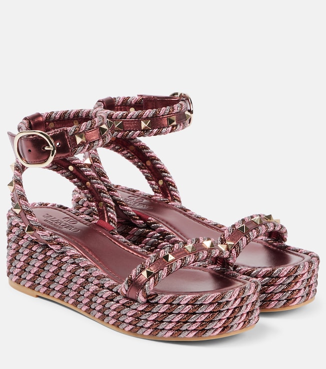 Rockstud Torchon espadrille sandals | Valentino Garavani