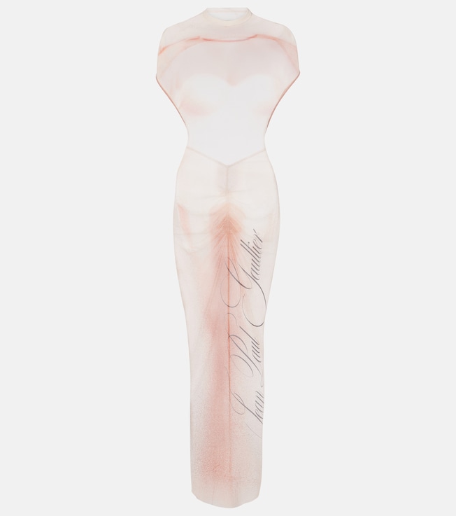 Le Classique printed mesh maxi dress | Jean Paul Gaultier
