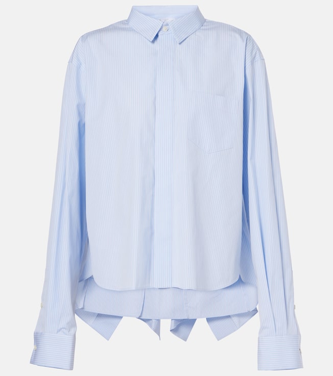 Ruffled striped cotton poplin shirt | Sacai