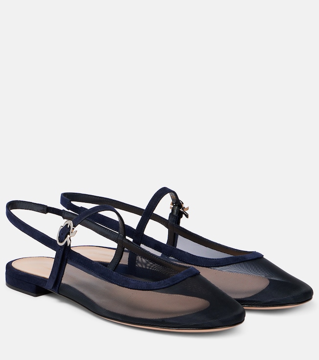 Leather-trimmed organza ballet flats | Gianvito Rossi