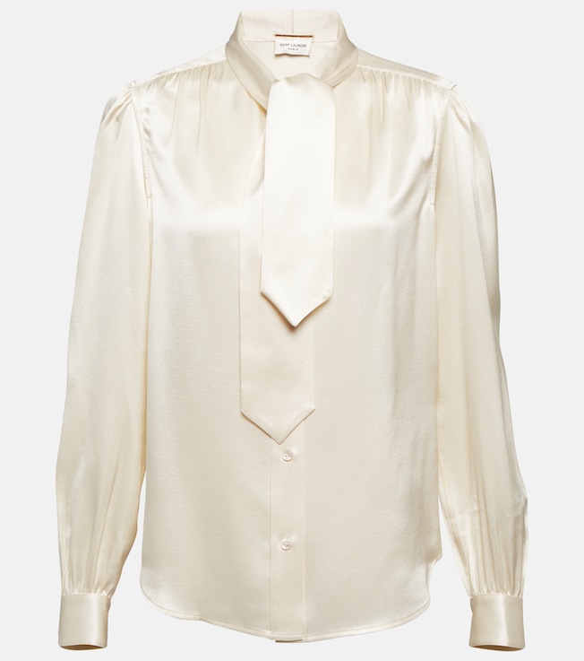 Tie-neck silk satin blouse | Saint Laurent