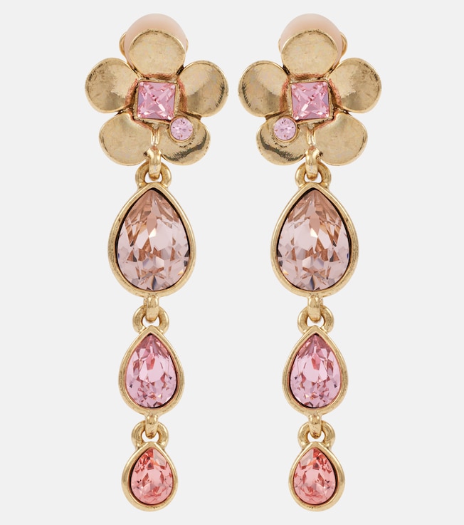Floral embellished clip-on earrings | Oscar de la Renta