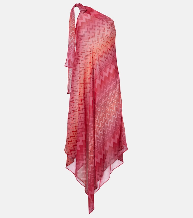 Zigzag one-shoulder silk beach dress | Missoni