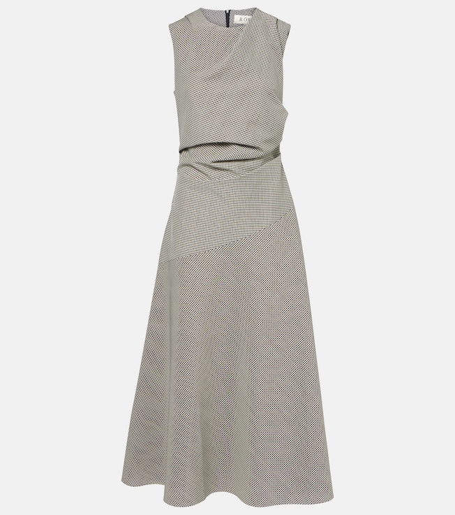 Draped checked wool-blend maxi dress | Róhe