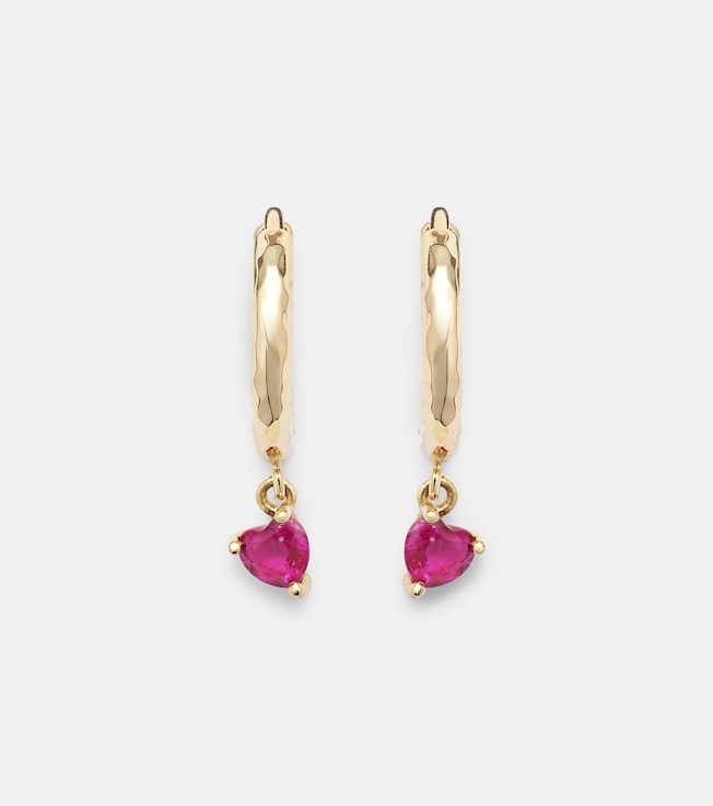 Charmed Micro Gabby 18kt gold hoop earrings with ruby | Octavia Elizabeth