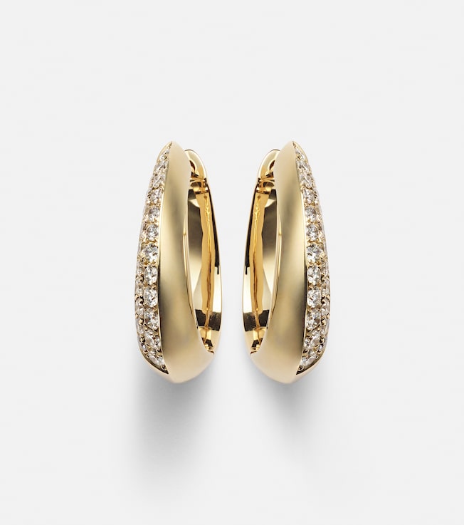 18kt gold reversible hoop earrings with diamonds | Anita Ko