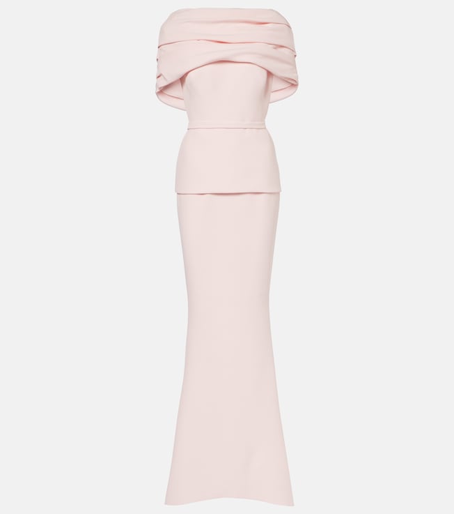 Loura draped peplum crêpe gown | Safiyaa