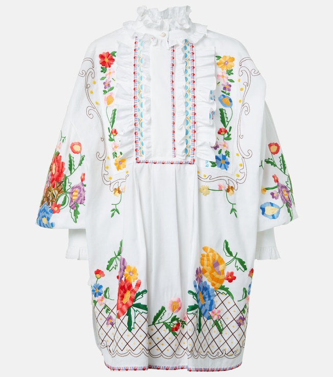 Embroidered cotton and linen blouse | Valentino