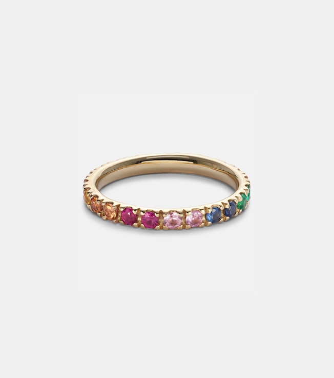Rainbow Large 14kt gold eternity ring with sapphires, rubies, amethysts, and emeralds | Sydney Evan