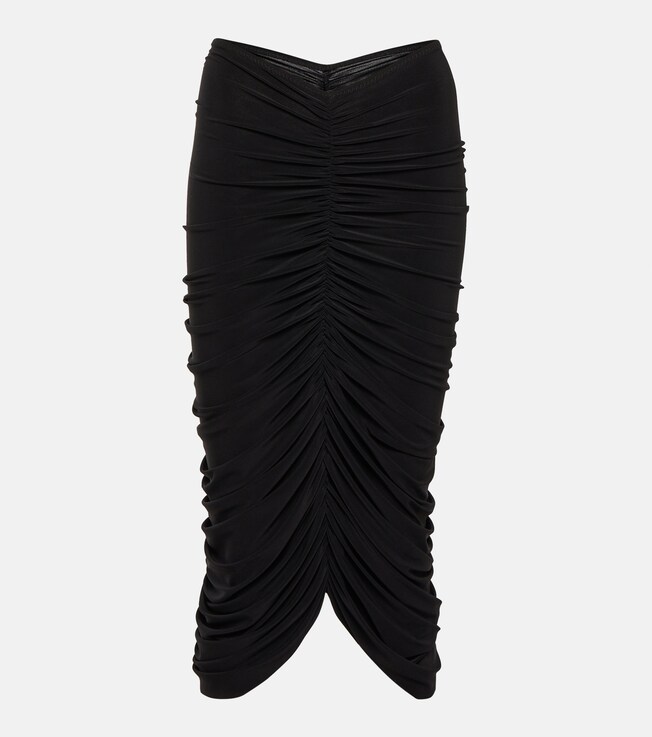 Shirred high-rise midi skirt | Norma Kamali