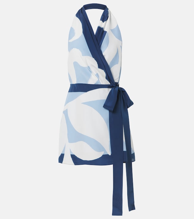 Portia printed silk satin wrap dress  | SIR
