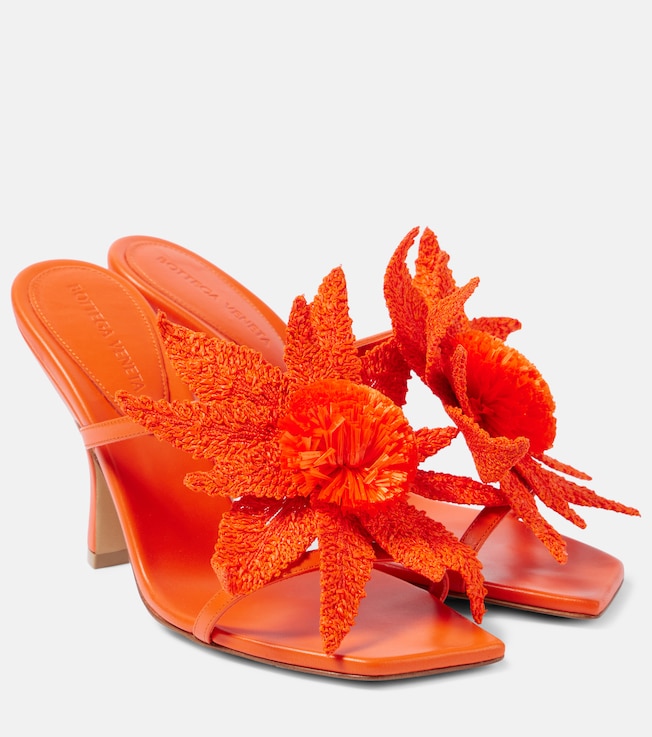 Adam raffia-trimmed leather mules | Bottega Veneta