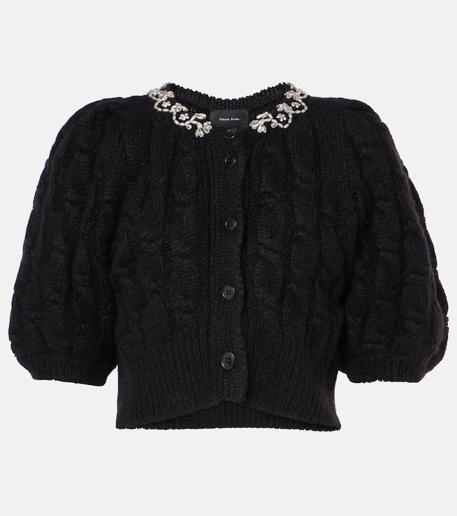 Embroidered cropped wool-blend cardigan | Simone Rocha