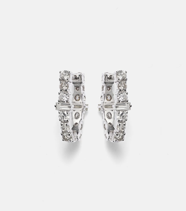 Rivulet 18kt white gold hoop earrings with diamonds | Ileana Makri