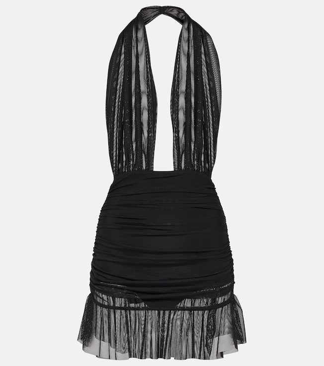 Ruffled halterneck chiffon minidress | Norma Kamali