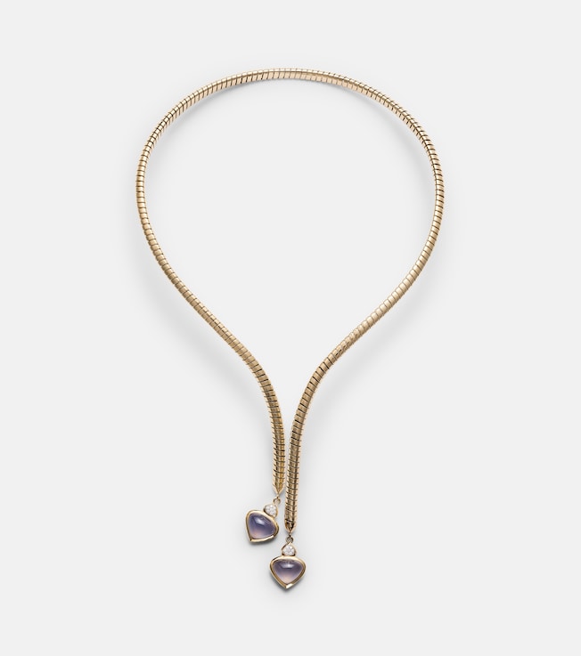 Trisolina 18kt gold necklace with blue chalcedony and diamonds | Marina B