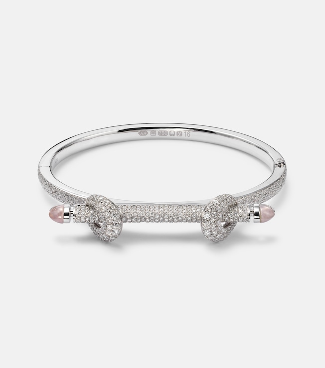 Chakra Icon 18kt white gold bracelet with diamonds and quartz | Ananya