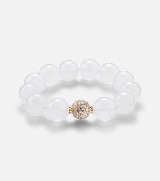 Riviera Orb beaded 18kt gold bracelet with moonstone and diamonds | Octavia Elizabeth