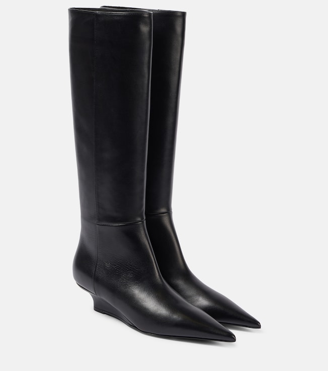 Sharp leather knee-high boots | Toteme