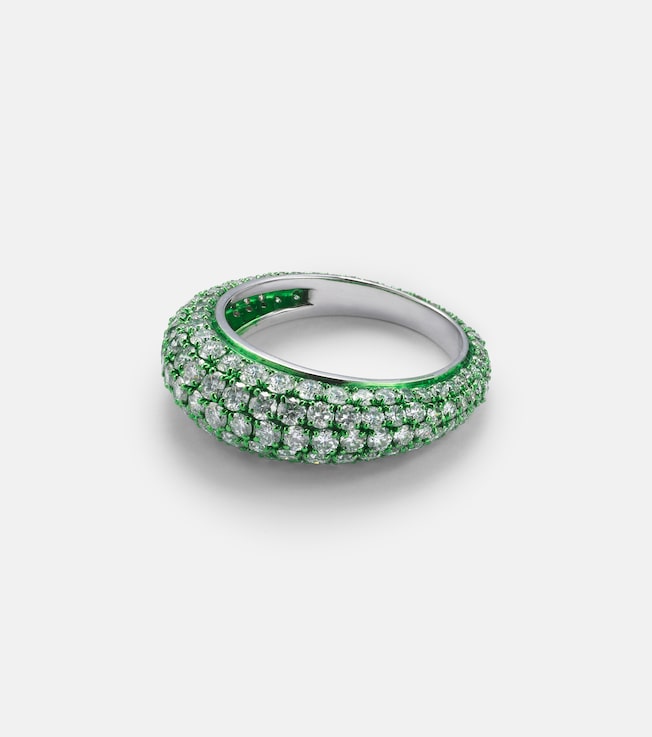 Lime Disco 18kt white gold ring with diamonds | Kamyen