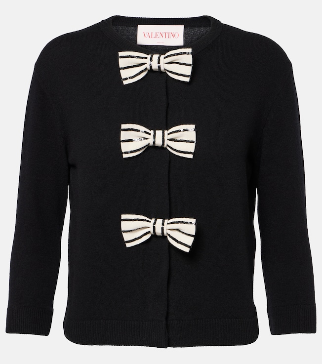 Bow-detail virgin wool cardigan | Valentino