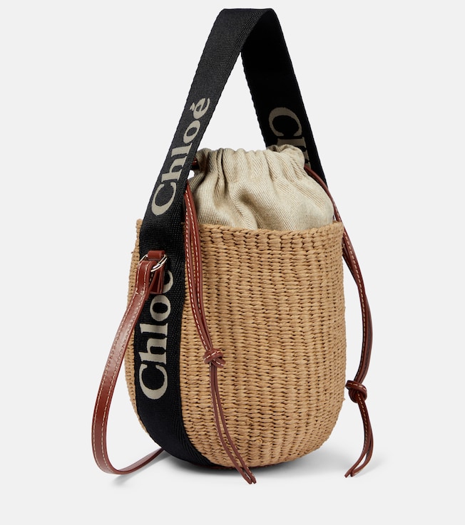 Woody Mini leather-trimmed bucket bag | Chloé
