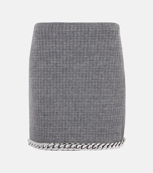 Chain-detail waffle-knit wool-blend miniskirt | Tory Burch