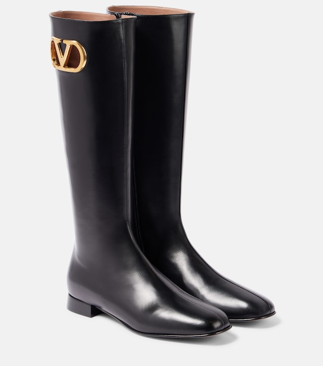 VLogo Signature leather knee-high boots | Valentino Garavani